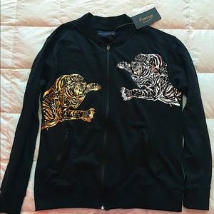 Courage Chinese Tiger Print Zipper Long Sleeve